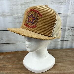 Vintage swingster corduroy support American agriculture farmer SnapBack mesh hat